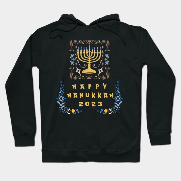 happy hanukkah 2023 - hanukkah menorah tee for hanukkah christmas (merry chrismukkah) gifts Hoodie by vaporgraphic